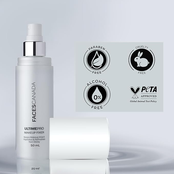 Faces Canada UltimePro Makeup Fixer Spray | Keeps Makeup Intact & Long-Lasting | Hydrating, Non-Sticky Mist for Fresh Finish | Lightweight & Refreshing | 1.69 Fl Oz (50ml)-VivaGrace Women