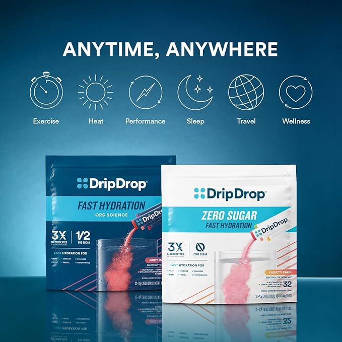 DripDrop Hydration Packets - Watermelon - Single Serve Electrolytes Powder Drink Mix - Non-GMO, Gluten Free, Vegan - 32 Sticks-VivaGrace Women