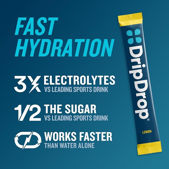 DripDrop Hydration Packets - Lemon - Single Serve Electrolytes Powder Drink Mix - Non-GMO, Gluten Free, Vegan - 32 Sticks-VivaGrace Women