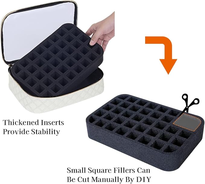 Nail Polish Bag organizer-Holds 40 bottles(15ml-0.5fl.oz),Nail Polish Carrying Case Clear Multifunctional Cosmetic Travel Cases Makeup Bags Beige