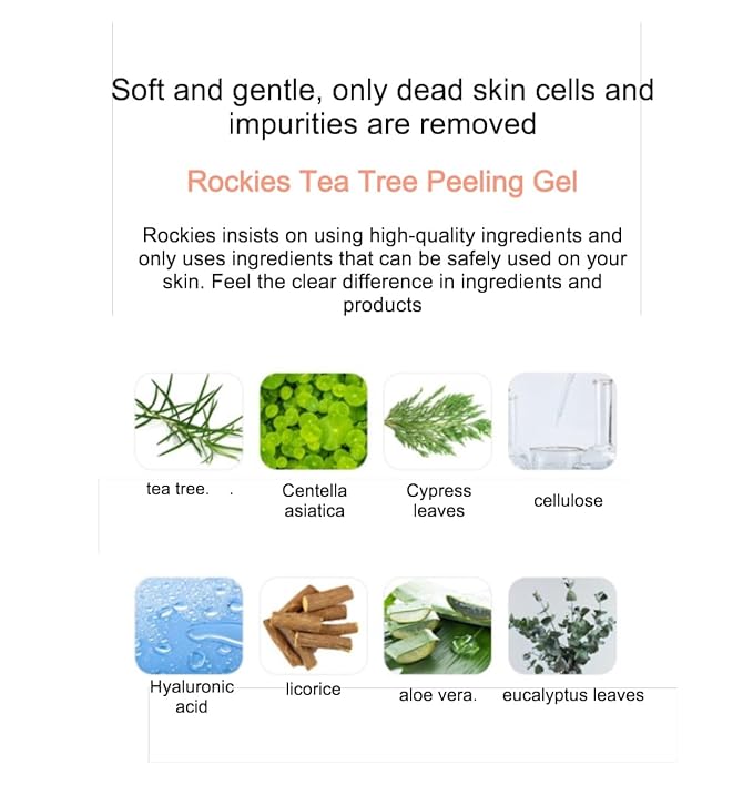 Tea Tree Peeling Gel (4.1fl oz) - Gentle Exfoliating Gel for Face & Body with Natural Cellulose, Remove Impurities for Smooth Skin, Korean Skin Care. Cica, Licorice & Aloe Vera Extracts.