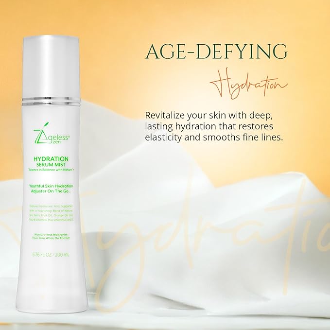 Hydrating Serum Mist (6.26 + 1.35) FL OZ - (Comes with Refill) - Improves Tone & Texture β Calms, hydrates, refreshes Sensitive Skin - Hyaluronic Acid Serum, E Vitamins - Anti-Wrinkle