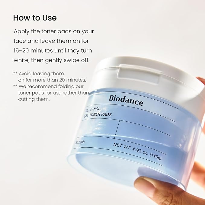 Biodance Cera-NOL Gel Toner Pads, Hydrating & Soothing for Sensitive Skin, Redness Reducing, Gentle Exfoliating Toner Pads, Korean Skincareㅣ4.93 fl.oz.(140g)*60Pads-VivaGrace Women