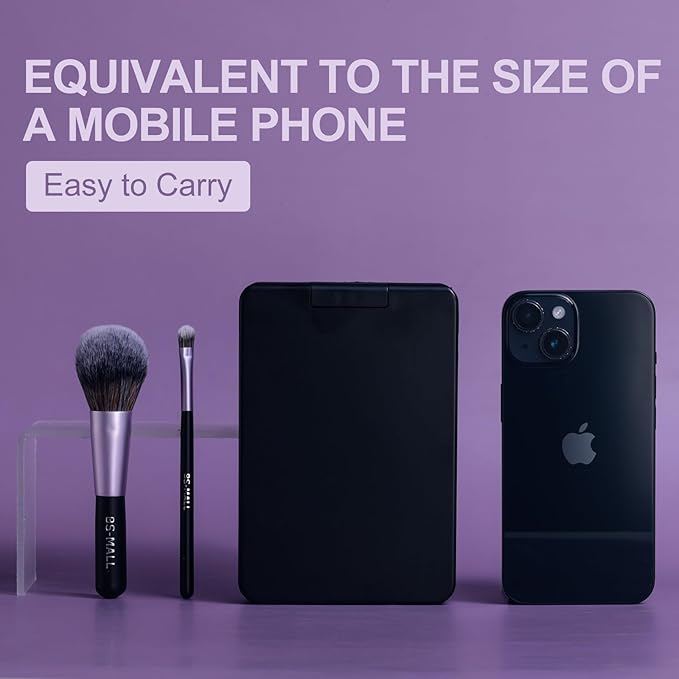 BS-MALL Travel Makeup Brush Set Foundation Powder Concealers Eye Shadows Makeup Set with LED light Mirror 14 Pcs (Purple)-VivaGrace Women