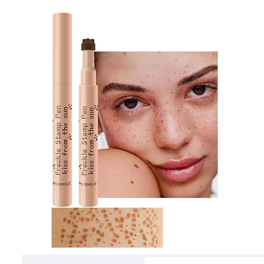 AKARY Stamp Freckle Pen Natural Lifelike Fake Freckles Makeup, Waterproof Long Lasting Quick Dry 5 Comb Corners Natural Like Face Freckle Makeup Pen for Effortless Sunkissed Makeup, 01-Light Brown-VivaGrace Women