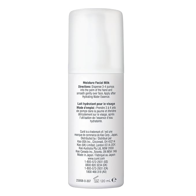 Curel Japanese Skin Care Moisture Facial Milk Moisturizer, Daily Face Lotion for Dry Sensitive Skin, pH Balanced, Unscented Advanced Ceramide Care Face Cream without Drying Alcohols, 4 oz-VivaGrace Women