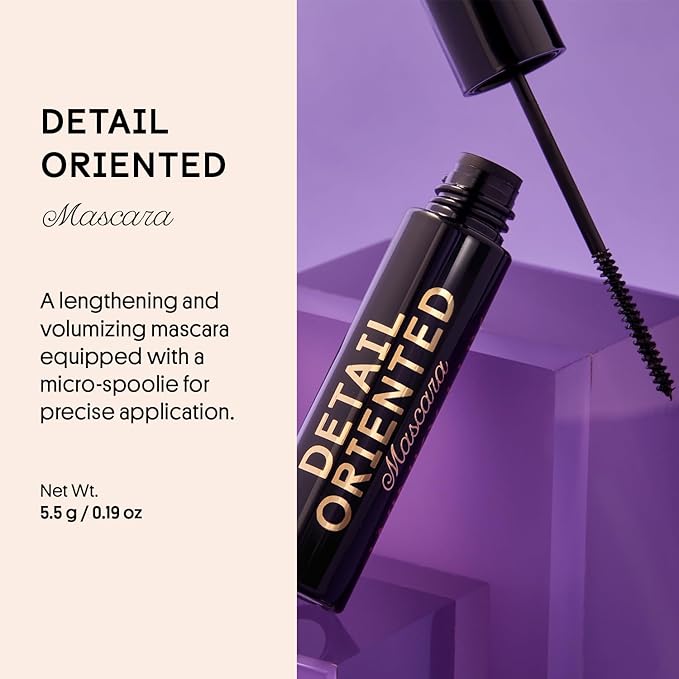 Winky Lux Detail Oriented Mascara, Slim Tightline, Skinny Micro-Spoolie Lengthening Mascara and Volume, Black Top and Bottom Lash