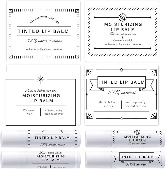 OLYCRAFT 100Pcs Self-Adhesive Lip Balm Tag Stickers 1.7x2.1 inch Waterproof Adhesive Label with Simple Label Rectangle Lipstick Tag Sticker for Lip Balm Container Tubes Lipstick Wrapping Decoration-VivaGrace Women