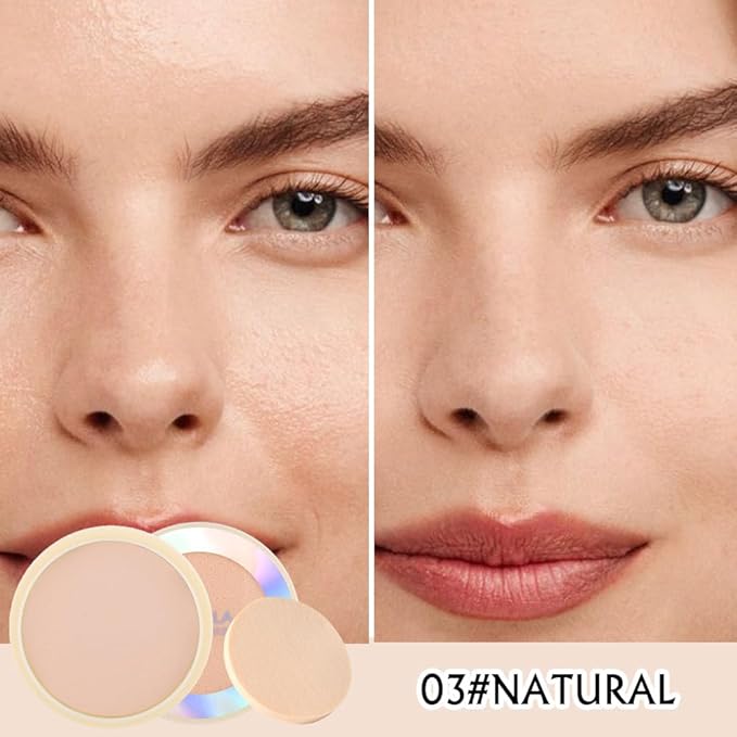 Oil Control Face Pressed Powder, Ultra-Fine Lightweight Face Powder, Soft-focus Matte Finish, Sheer Coverage, Lasting Oil Control, Natural (03#)-VivaGrace Women