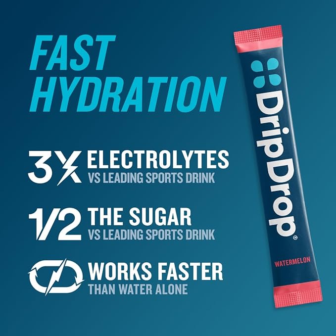 DripDrop Hydration Packets - Watermelon - Single Serve Electrolytes Powder Drink Mix - Non-GMO, Gluten Free, Vegan - 32 Sticks-VivaGrace Women