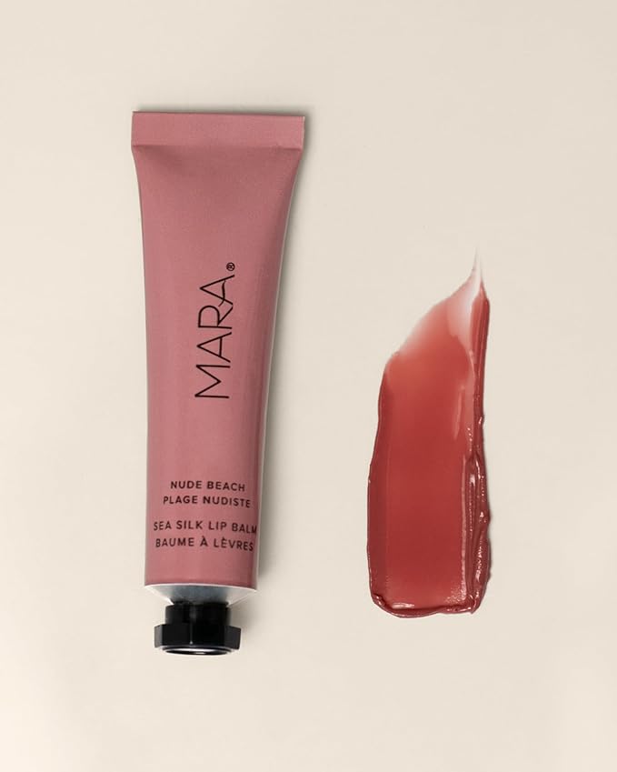 MARA - Natural Sea Silk Lip Balm With Algae + Moringa | Non-Toxic, Plant-Based Skin Care, Hypoallergenic | Moisturize, Plump + Soothe Dry, Chapped Lips (Nude Beach, 0.5 oz | 15 ml)-VivaGrace Women