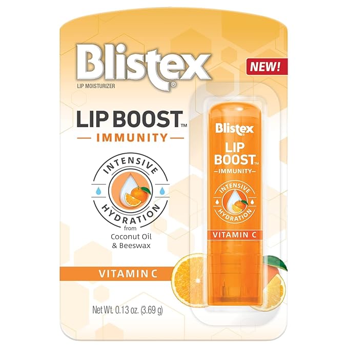 Blistex Lip Boost Immunity, Lip Balm, Intensive Hydration, Vitamin C, Coconut Oil & Beeswax, Moisturizer (Pack of 2)-VivaGrace Women