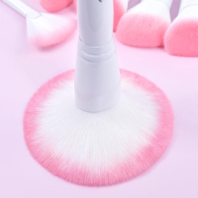 Bueart Design 16Pcs ULTRA SOFT labeled Makeup Brushes set with brush Holder face brush for Foundation Powder Blending Blush wooden Handle(16Pcs White+Pink Holder)-VivaGrace Women