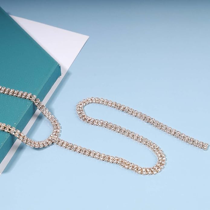 Boho Rhinestone Crystal Y Necklace Tennis Chain Y Lariat Necklace Long Gold CZ Drop Chain Necklace Sparkle Party Nightclub Necklace Chain Jewelry for Women and Girls-VivaGrace Women
