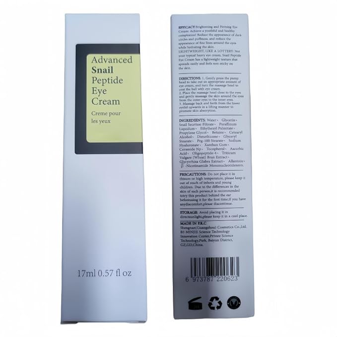 Snail Peptide Eye Cream, Snail Mucin Eye Cream Contains Niacinamide, Hyaluronic Acid To Reduce Wrinkles, Dark Circles, Puffiness and Fine Lines 17 ML-VivaGrace Women