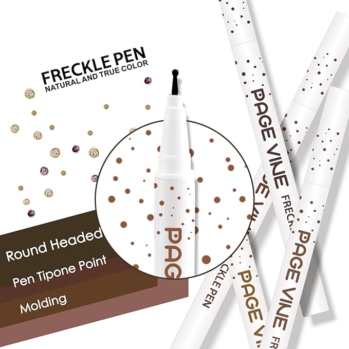 2 Pack Freckle Pen,Liquid Face Fake Freckles Makeup Pen to Create Natural Freckle Makeup and Freck beauty,Fake Freckles Waterproof for Lifelike Sunkissed Makeup,Mole Pen (01Light+02Medium)-VivaGrace Women