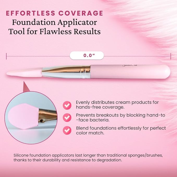 StansOut Foundation Applicator - Liquid Foundation Brush, for Cream or Powder - Easy to Clean - Travel-Friendly, Durable - Ideal for Professional Makeup Results - Pointed Shape, Smooth Silicone Edge-VivaGrace Women