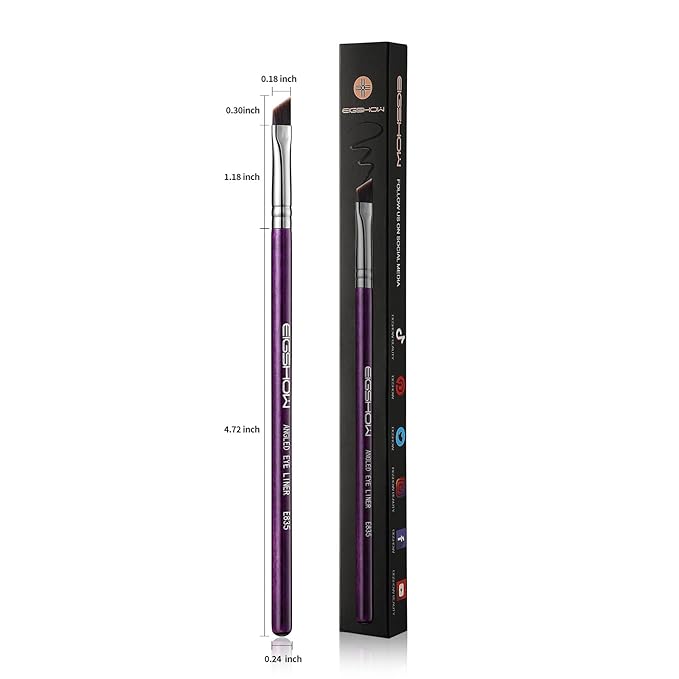 Eyeliner Brush Fine Angled - PRO Precision Gel Eye Liner Makeup Brush -Ultra Thin Slanted Flat Angle - Premium Cruelty Free Synthetic Bristles (E835 Purple)-VivaGrace Women
