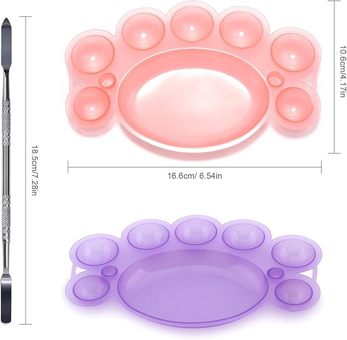 5Pcs ABS Makep Palette Nail Painting Palette with Stainless Steel Stirring Rod Nail Tool Set, Nail Art Polish Painting Mixed Color Palette-VivaGrace Women