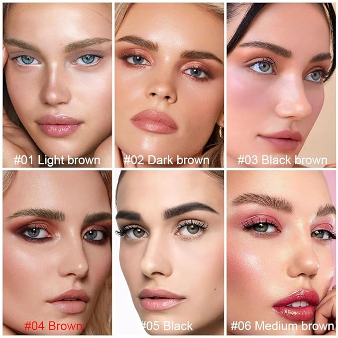 1Pcs Brown Magic Microblading Eyebrow Pencil Contouring Pen Brow for Eyes, Dual-Ended Micro-Fork-Tips Applicator for Hair Like Strokes with Dual-ended Eyebrow Brush Long Wear Waterproof lápiz de cejas-VivaGrace Women