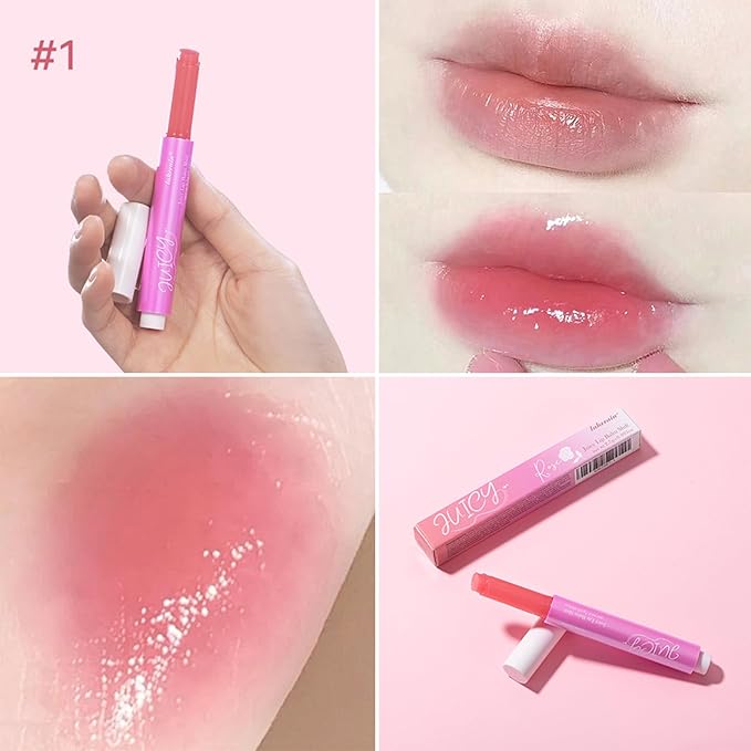 Juicy Lip Plump Shift, Click Melting Lip Balm Lasting Tint Hydrating & Nourishing Lip Care Moisturizer Glossy Color Changing Lip Gloss Non Sticky Lipstick Vegan Tinted Lip Balm (#1 Rose)-VivaGrace Women