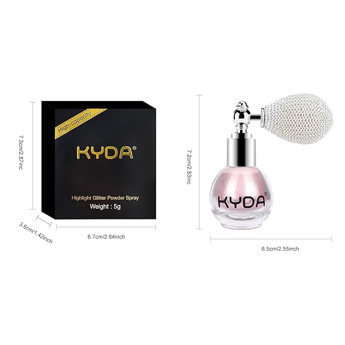 KYDA Highlighter Powder Spray, Glitter High Gloss Spray Shimmer Sparkle Powder Makeup Spray, for Face Body Cosmetic-Soft Pink-VivaGrace Women