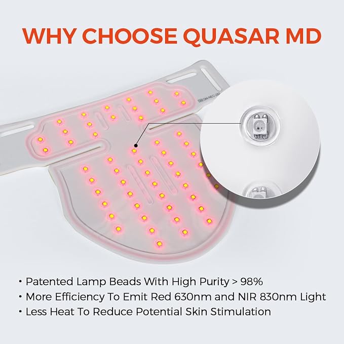 Neck & Décolleté Firming Beauty Device – LED Light Therapy Skin Tone and Texture Enhancement, 630nm and 830nm Dual Wavelengths Emission LED Device, Liquid Silicone-VivaGrace Women