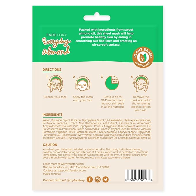FACETORY K Beauty Face Mask Skin Care - EVERYDAY 8 COLLECTION Sheet Mask Set | Natural Premium Korean Face Mask For All Skin Types - No Sulfates No Parabens (8 pc)