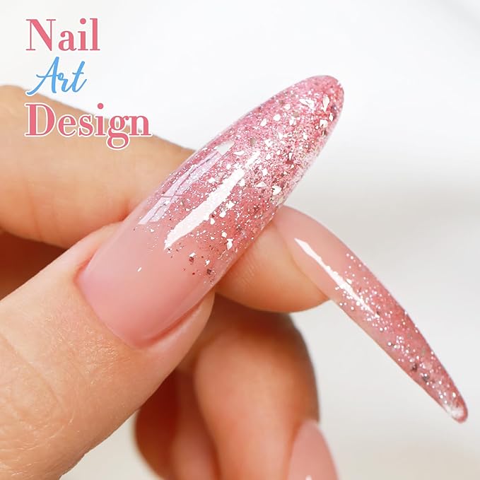 Double Rhythm 0.5Oz Glitter Gel Polish Shimmer Reflective Color for Nail Art Salon DIY Soak Off 15ml Nail Lamp Gel Polish at Home (Pastel Rose-B1164)