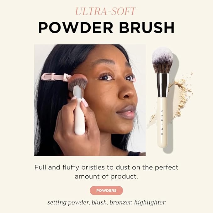 HALEYS Makeup Brush Set 5 pcs: Soft, Streak-free, Perfect Blending, Buff, Blurs and Smooth, Premium Luxury Vegan Bristles, For Liquid, Cream or Powder, Vegan, Cruelty-free, Sustainable Wood-VivaGrace Women