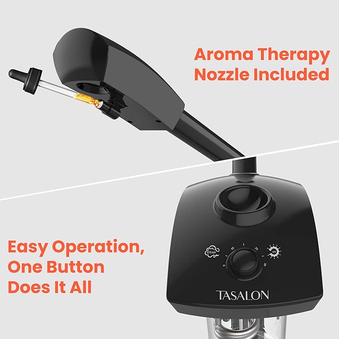 TASALON Ionic Facial Steamer, Professional Face Steamer for Facial, Esthetician Steamer for Face Spa and Salon Beauty, Hot Ionic Mist Face Steamer for Facial Deep Cleaning Skin Care Equipment- Black-VivaGrace Women