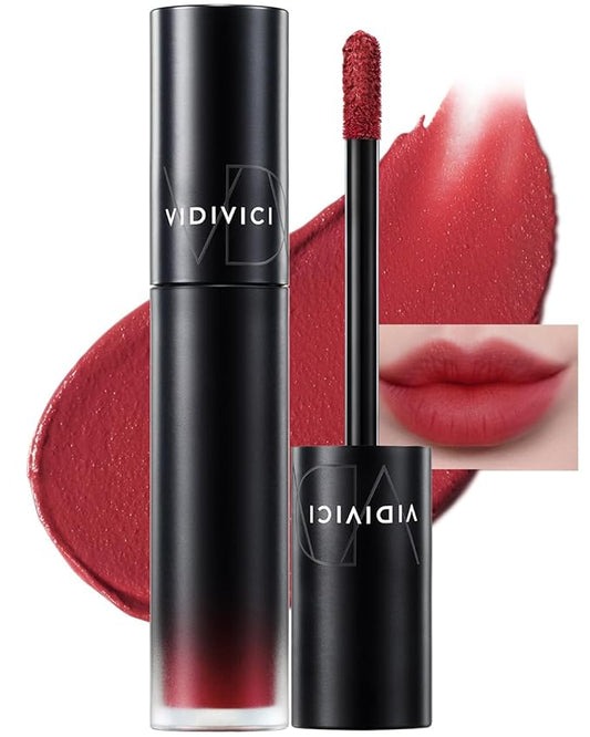 VIDIVICI Millennial Velvet Lip Tint - Thin, Comfortable & Long-Lasting Wear with Matte Finish - Seamless, Rich and Vibrant Shades - Moisture-Filled & Lightweight Texture. 0.15 fl.oz. (05 RED OVER)-VivaGrace Women