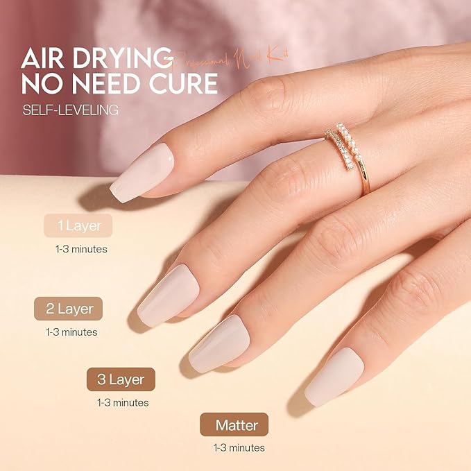 Morovan Nail Polish Set: Nude Pink Air Dry Regular Nail Polish Pack 0.25oz Glitter Toenail Polish Kit Gift for Women