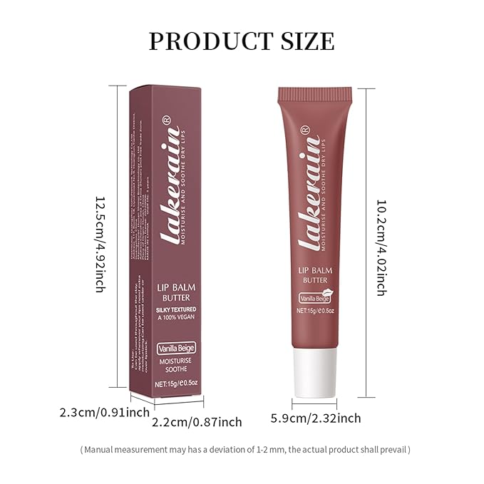 Lip Butter Balm, Day/Night Hydrating Lip Mask, Moisturizing Lip Balm Butter, Ultra-Nourishing Lip Care Moisturizer, Lip Butter Gloss Shine Lip Glow Oil Makeup#2 Vanilla Beige-VivaGrace Women