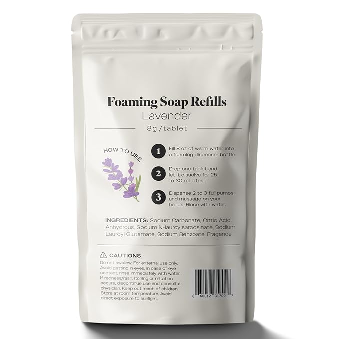 Foaming Hand Soap Refills – Rich, Moisturizing Lather in Lavender Scent, Works with Dispensers, 10 count