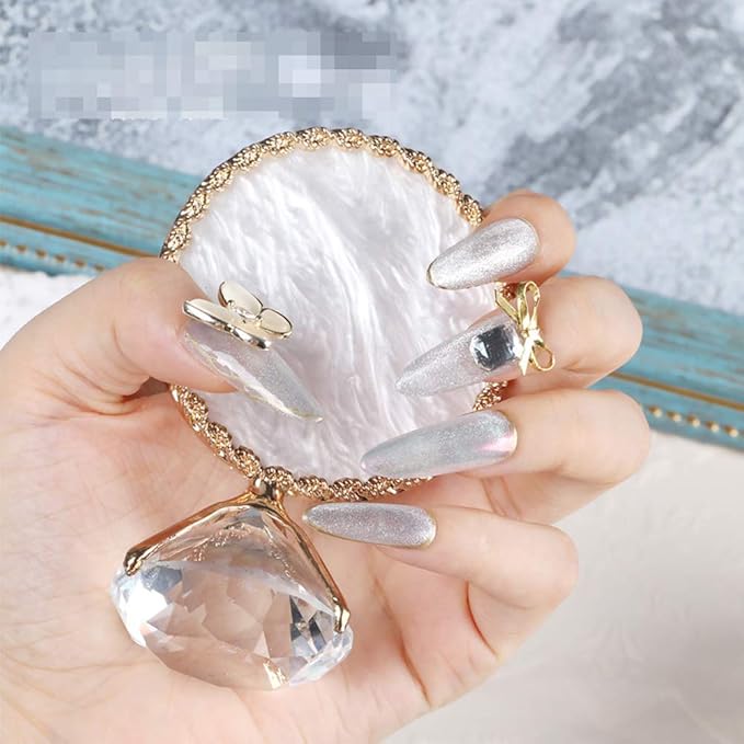 Golden Edge Resin Nail Art Palettes with Diamond Base Nail Mixing Palette Polish Color Mixing Plate Nail Holder Display Cosmetic Makeup Palette Tray Accessories-VivaGrace Women