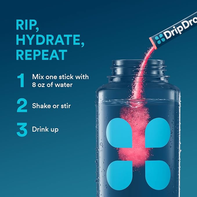 DripDrop Hydration Packets - Sunburst Variety Pack - Single Serve Electrolytes Powder Drink Mix - Lemon Lime, Strawberry, Peach, Black Cherry - Non-GMO, Gluten Free, Vegan - 32 Sticks-VivaGrace Women