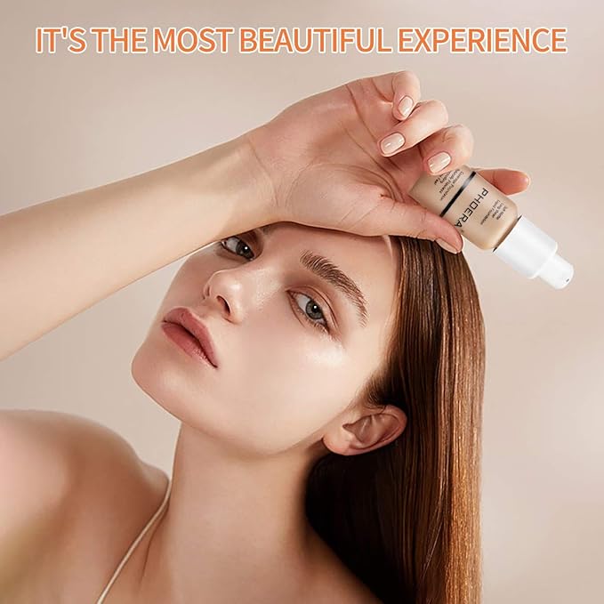 PHOERA Foundation Makeup Naturally Liquid Foundation Full Coverage Mattle Oil-Control Concealer 8 Colors Optional,Great Choice For Gift (2pcs,#101 Porcelain))-VivaGrace Women