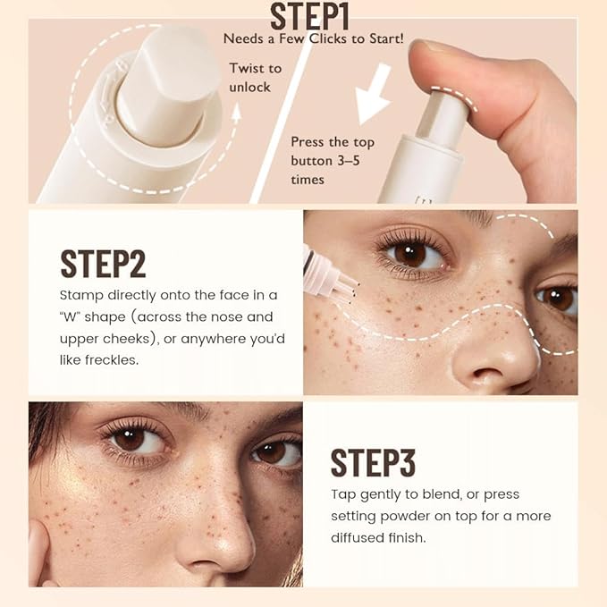 Freckle Stamp Pen, Waterproof Fake Freckles Makeup Tool, Upgrade Liquid Faux Freckles Pen, Quick-Dry, Long-Lasting, Lifelike, Natural Sunkissed Makeup, with Multi-Prong Precision Stamp Head (Light)-VivaGrace Women