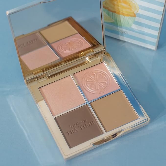 FreshO2 x Pony | Lemon tart multi-use Palette | 2 shades of highlight and 2 shades of contour| Delicate pearl like shimmer, super smooth | Made In Taiwan | Vegan Cruelty Free-VivaGrace Women