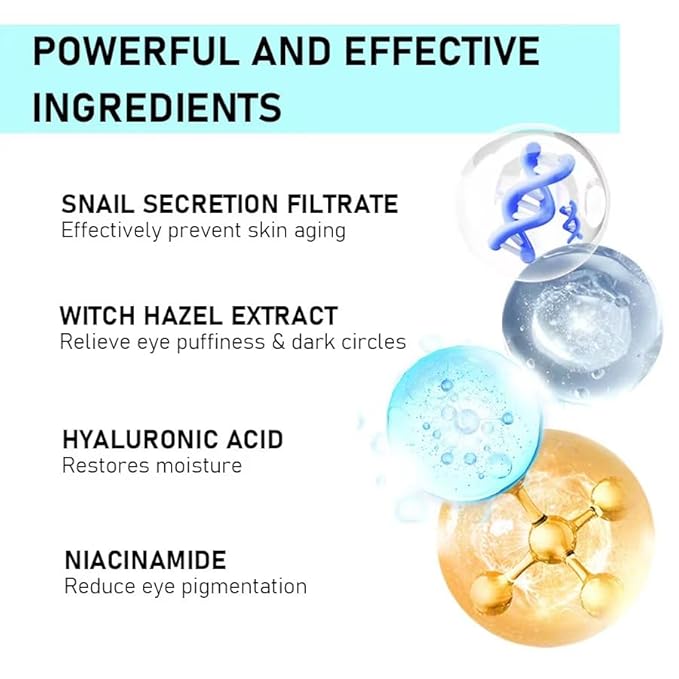 Snail Peptide Eye Cream, Snail Mucin Eye Cream Contains Niacinamide, Hyaluronic Acid To Reduce Wrinkles, Dark Circles, Puffiness and Fine Lines 17 ML-VivaGrace Women