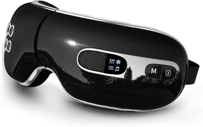 Fmalve Eye Massager with Heat and Cooling for Migraines, Dry Eyes, Heated Eye Mask Massager Improve Sleeping - Gifts for Women and Men (Black)-VivaGrace Women