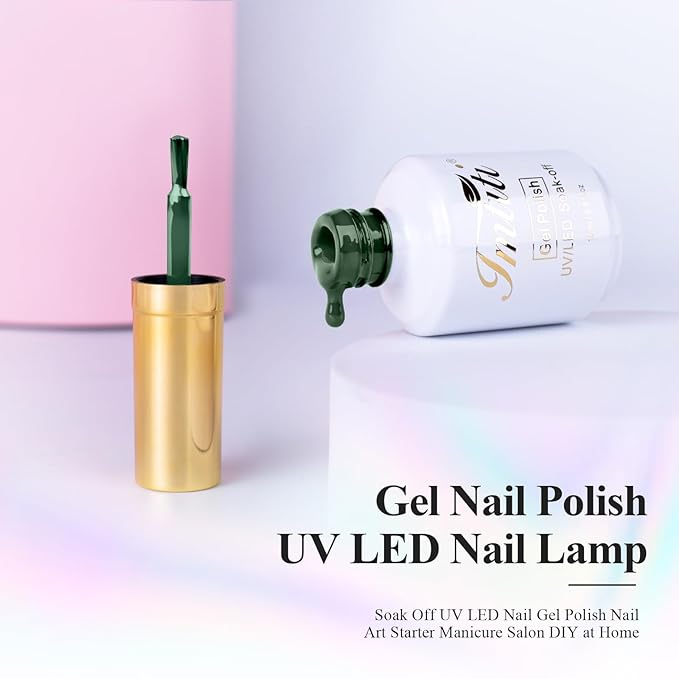 Imtiti Gel Nail Polish, 1 Pcs 15ml Dark Green Color Gel Polish Soak Off Nail Art Manicure Salon DIY Nail Lamp Gel Nail Design Decoration at Home Gift for Women, 0.5 Fluid Ounces