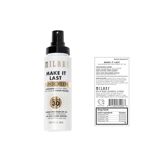 Milani Make It Last Sunscreen - Sunscreen Setting Spray with SPF 30 - Makeup Primer and Setting Spray with SPF30 Sunscreen, Long Lasting Makeup Finishing Spray-VivaGrace Women