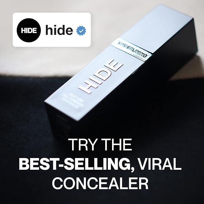 HIDE Liquid Concealer, Medium to Full Coverage Concealer for Blemishes, Under Eye Dark Circles & Scars, Oil Free Concealer, Nude (See Shade Finder), 0.5 fl oz-VivaGrace Women