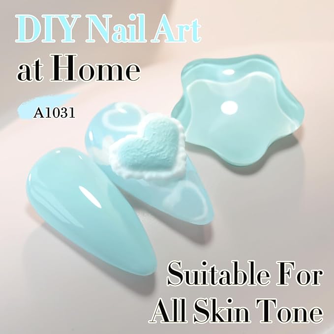 Double Rhythm 0.50 OZ Gel Polish Hema Free Same Color Same Bottle Golden Round Translucent Neutral Natural Milky 15 ML Jelly UV Polish Art DIY at Home (Pastel Blue-C1031)
