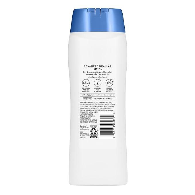 Suave+ Advanced Healing Hand & Body Lotion for Women With Ceramides for Very Dry Skin, Hydrating, Non-Greasy, Allergen-Free Moisturizing Cream, Lightly Scented, 18 FL OZ, 6 Pack-VivaGrace Women