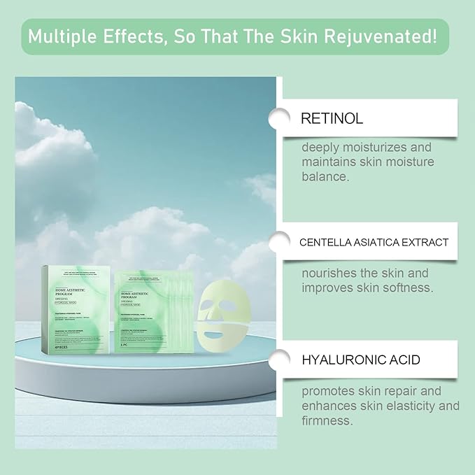 YIKESHU Retinol Collagen Face Mask – Korean Tightening Hydrogel Overnight Mask, Deep Moisturizing & Elasticity Boost, Long-Lasting Hydration & Brightening Skin (Retinol Collagen Face Mask)-VivaGrace Women