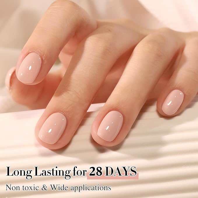 Double Rhythm 0.50 OZ Gel Polish Hema Free Same Color Same Bottle Golden Round Translucent Neutral Natural Milky 15 ML Jelly UV Polish Art DIY at Home (Khaki Nude-C1467)