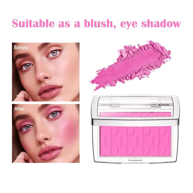 Pink Powder Blush Palette, Multi-Use Makeup Blusher Pink Face Powder for Eyes, Lips, Cheeks, Blendable Formula-VivaGrace Women